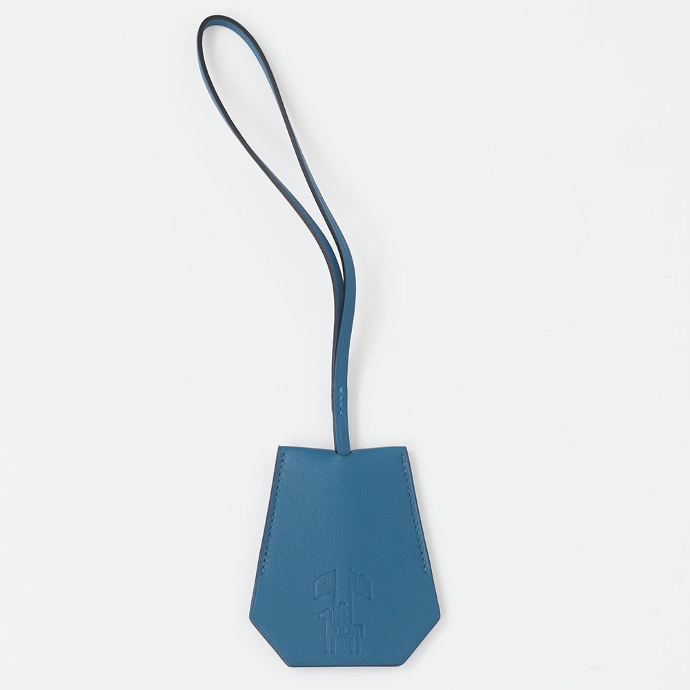 Hermès Blue Swift Leather Clochette Cles Keychain